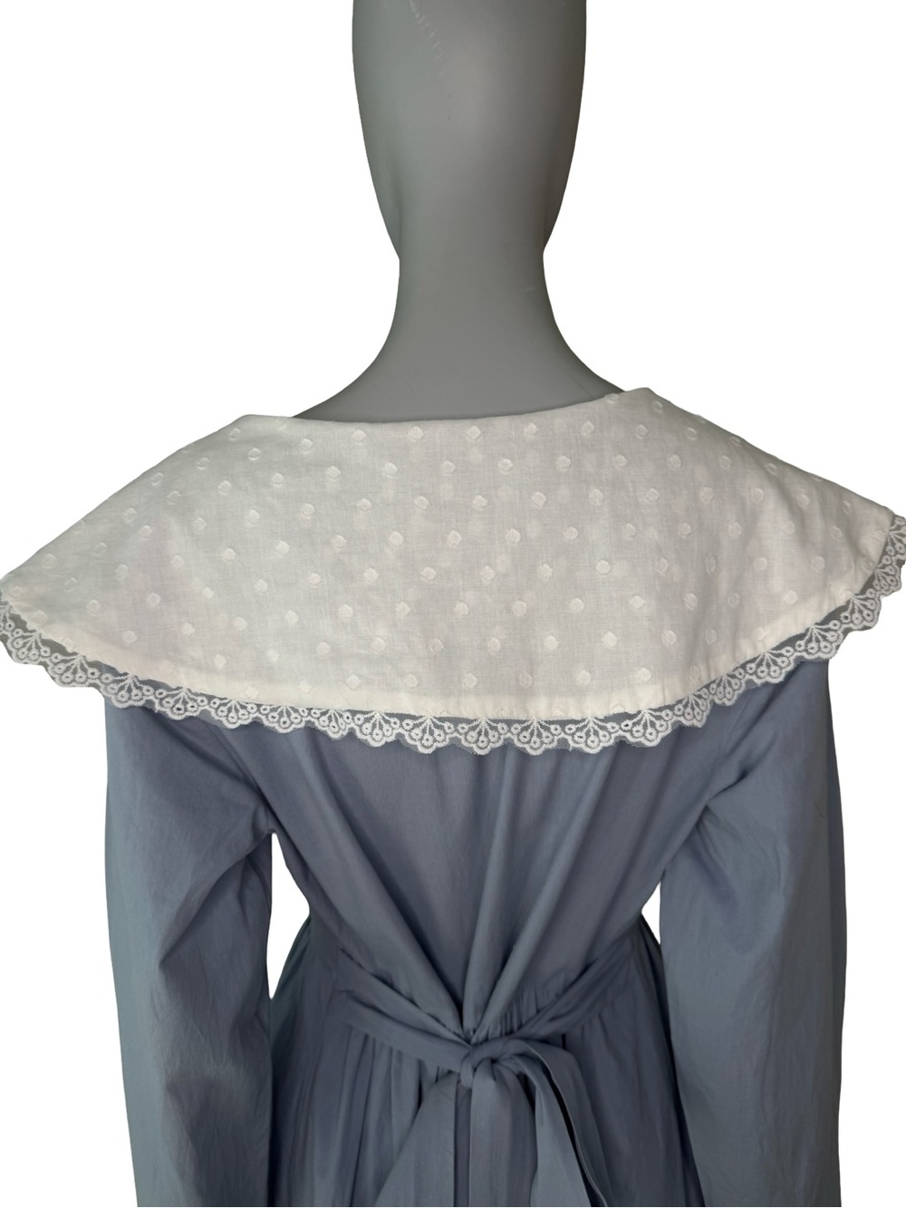 Scarlet Darkness Cottagecore Prairie Cameo Lace Collar Midi Dress Blue Cotton - Picture 7 of 16